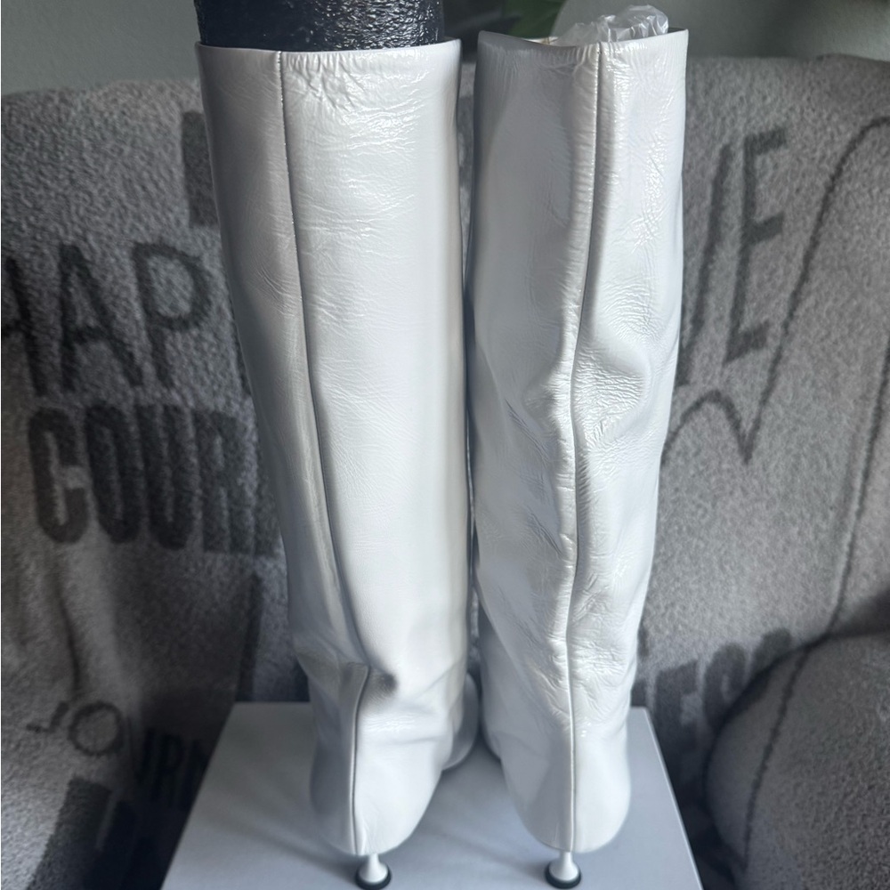 Proenza Shouler tee knee high boots baggy white nappa leather size 9 runway - Picture 9 of 16